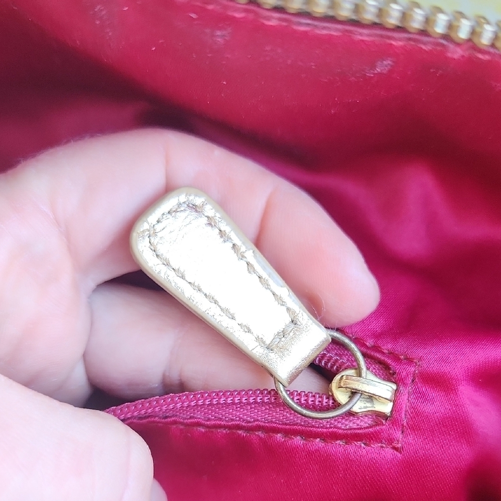 Coach Brown Signature Tote with Metallic Gold Trim - Picture 15 of 16